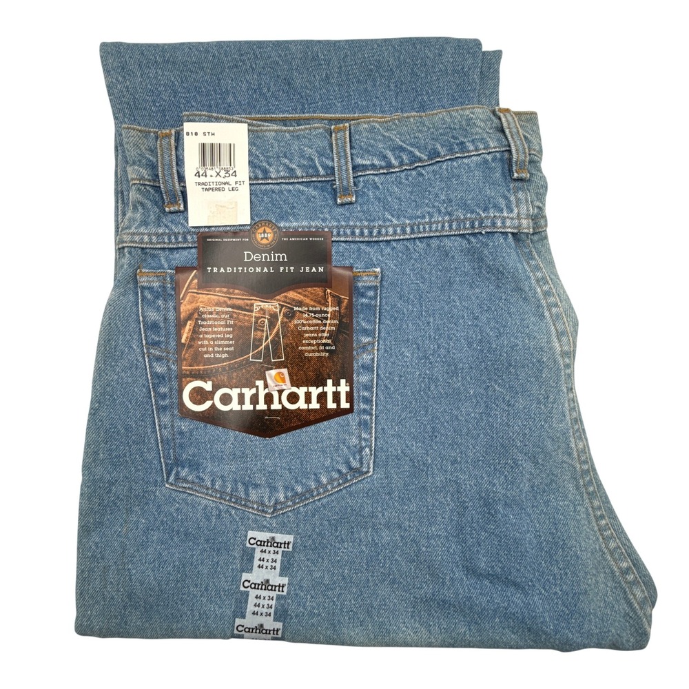 Carhartt Traditional Fit Jeans Mens 44X34 Light Wash Denim B18‎ STW NOS NWT